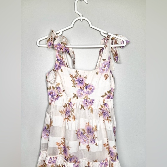 NWOT Zimmermann Rosa Stripped Picnic Dress Maxi Floral Ruffles Size 2 - Picture 5 of 10